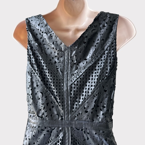 Bebe Faux Leather Cutout Perforated Dress, Size XS, Black - Picture 5 of 8